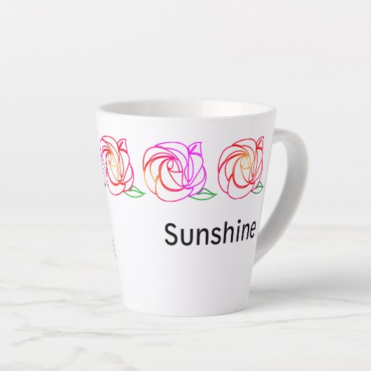 Moderne Rozen Gepersonaliseerde Latte Mok (Rechterhoek)
