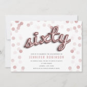 Moderne Rozen gouden ballonnen glitter 60e verjaar Kaart (Voorkant)