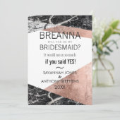 Moderne Rozen gouden en marmeren bruidsmeisjes Kaart (Staand voorkant)