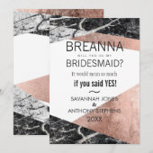 Moderne Rozen gouden en marmeren bruidsmeisjes Kaart (Voorkant / Achterkant)