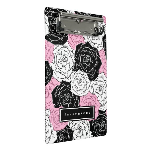 Moderne rozen mini klembord (Schuin)