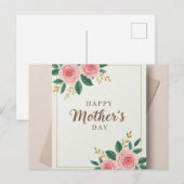 Moderne Rozen Moederdag-Kaart met gouddetail Feestdagenkaart (Voorkant / Achterkant)