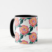 Moderne Rozen Mok Glas in lood Waterverf Floral (Voorkant links)