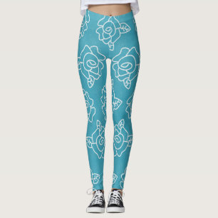 Moderne rozen op licht turquoise leggings