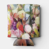 Moderne Rozen Tulpen Boeket: Abstract olieverfschi Blikjeskoeler (Achterkant)