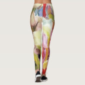 Moderne Rozen Tulpen Boeket: Abstract olieverfschi Leggings (Achterkant)