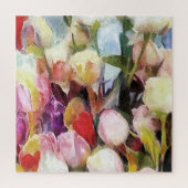 Moderne Rozen Tulpen Boeket: Abstract olieverfschi Legpuzzel (Verticaal)