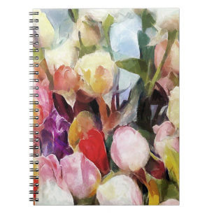 Moderne Rozen Tulpen Boeket: Abstract olieverfschi Notitieboek