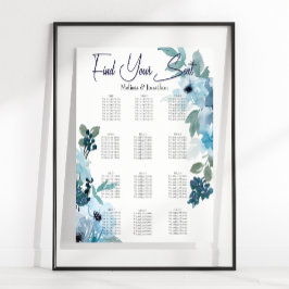 Moderne Rozen voor pasta-blauw Waterverf Poster