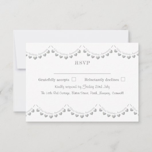 Moderne RSVP 25e zilveren trouwdag (Achterkant)