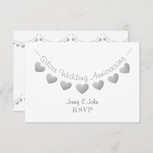 Moderne RSVP 25e zilveren trouwdag (Voorkant / Achterkant)