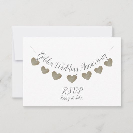 Moderne RSVP 50e witte gouden bruiloft jubileum (Voorkant)