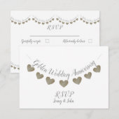 Moderne RSVP 50e witte gouden bruiloft jubileum Kaartje (Voorkant / Achterkant)