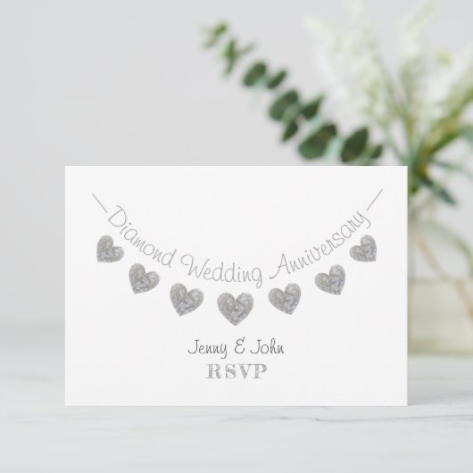 Moderne RSVP 60e witte diamanten bruiloft jubileum (Staand voorkant)