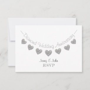 Moderne RSVP 60e witte diamanten bruiloft jubileum Kaartje