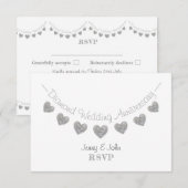 Moderne RSVP 60e witte diamanten bruiloft jubileum Kaartje (Voorkant / Achterkant)