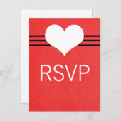 Moderne RSVP-Briefkaart van het hart, rood Uitnodiging Briefkaart (Voorkant / Achterkant)