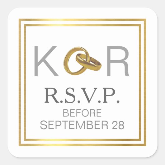 moderne RSVP-bruiloft is elegant vierkant Vierkante Sticker (Voorkant)