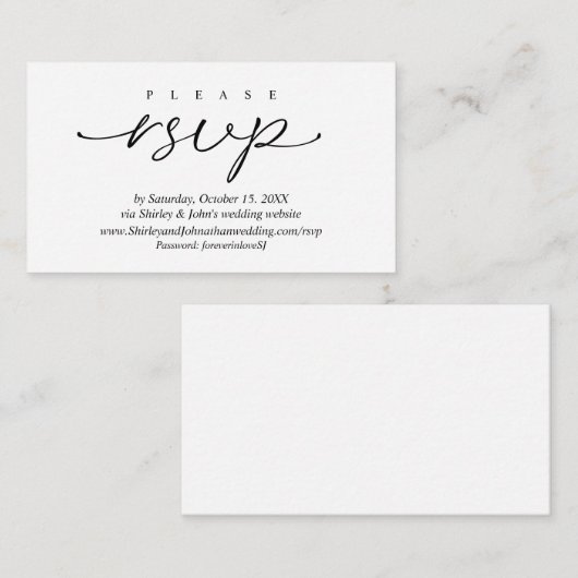 Moderne RSVP-huwelijksuitnodiging, via website Informatiekaartje (Voorkant / Achterkant)