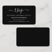 Moderne RSVP in zwart-wit en eenvoudig script Informatiekaartje (Voorkant / Achterkant)