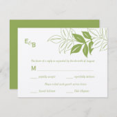 Moderne RSVP-kaart met bladeren - selderij RSVP Kaartje (Voorkant / Achterkant)