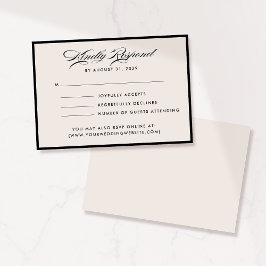 Moderne RSVP-kaart met ivoorkleurig schrift Kaart