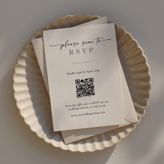 Moderne RSVP-kaart met QR-code en eigen foto Kaart