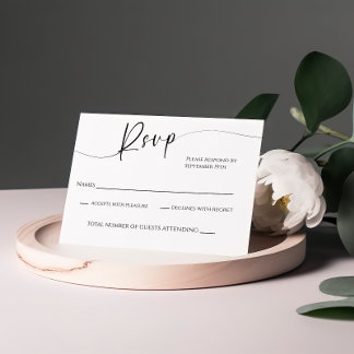 Moderne RSVP-Kaart met zwarte en witte bruiloft RSVP Kaartje