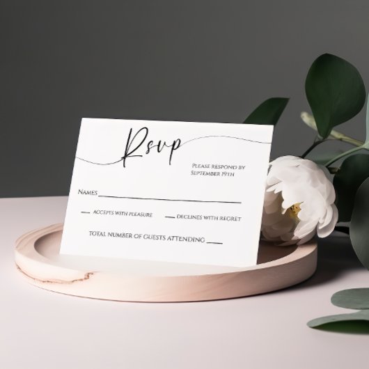 Moderne RSVP-Kaart met zwarte en witte bruiloft RSVP Kaartje