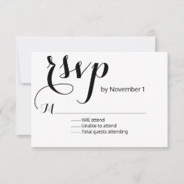 Moderne RSVP-Kaart met zwarte en witte bruiloft RSVP Kaartje