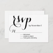 Moderne RSVP-Kaart met zwarte en witte bruiloft RSVP Kaartje (Voorkant / Achterkant)