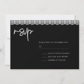 Moderne RSVP-Kaart met zwarte en witte lace Kaart (Voorkant)