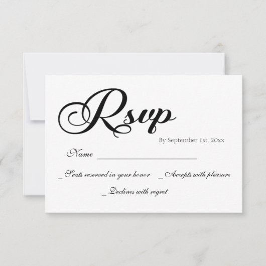 Moderne RSVP-Kaart voor bruiloft met script RSVP Kaartje (Voorkant)