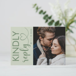 Moderne RSVP-Kaart voor foto's en sage Green Weddi RSVP Kaartje