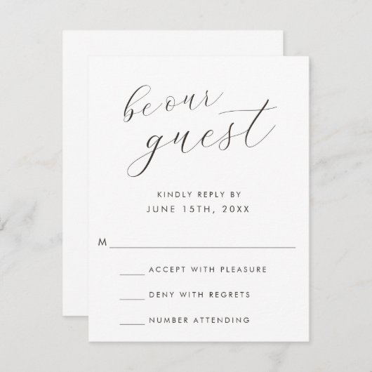 Moderne RSVP-kaart voor gastbruiloft Notitiekaartje (Voorkant / Achterkant)