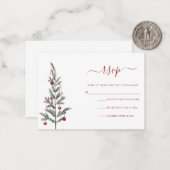 Moderne RSVP-kaart voor kerstscript Notitiekaartje (Voorkant / Achterkant in situ)