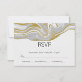 Moderne RSVP-Kaart voor marmer en gouden bruiloft RSVP Kaartje (Voorkant)