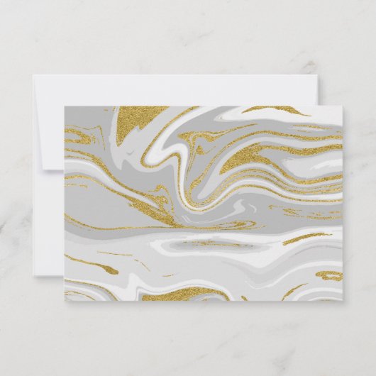 Moderne RSVP-Kaart voor marmer en gouden bruiloft RSVP Kaartje (Achterkant)