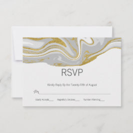 Moderne RSVP-Kaart voor marmer en gouden bruiloft RSVP Kaartje