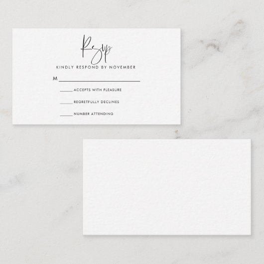 Moderne RSVP-kaart voor script Informatiekaartje (Voorkant / Achterkant)