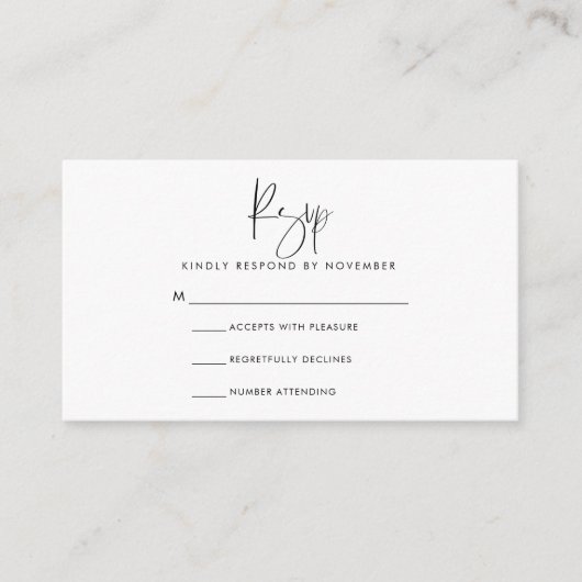 Moderne RSVP-kaart voor script Informatiekaartje (Voorkant)