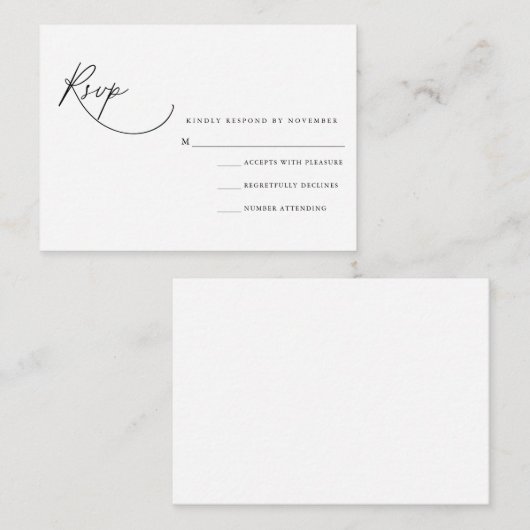 Moderne RSVP-kaart voor script Notitiekaartje (Voorkant / Achterkant)