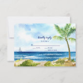 Moderne RSVP-kaart voor strand bruiloft met Waterv RSVP Kaartje (Voorkant)