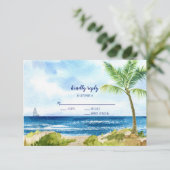 Moderne RSVP-kaart voor strand bruiloft met Waterv RSVP Kaartje (Staand voorkant)