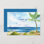 Moderne RSVP-kaart voor strand bruiloft met Waterv RSVP Kaartje (Voorkant / Achterkant)