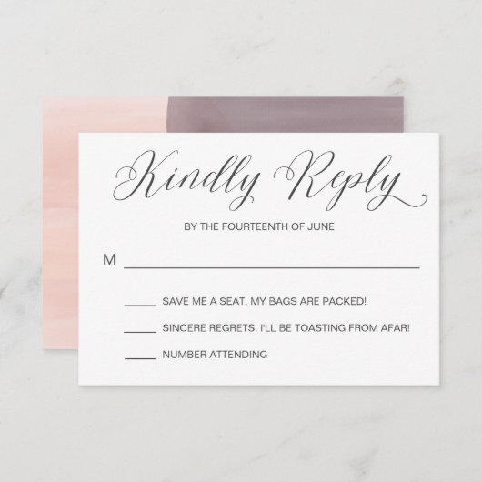 Moderne RSVP-kaart voor uitnodiging tot Waterverf (Voorkant / Achterkant)