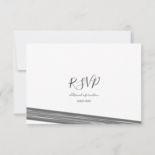 Moderne RSVP-kaarten met zwarte en witte streping RSVP Kaartje (Achterkant)
