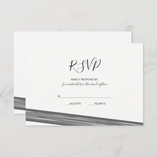 Moderne RSVP-kaarten met zwarte en witte streping RSVP Kaartje (Voorkant / Achterkant)