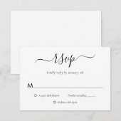 Moderne RSVP-kaarten voor zwart en wit huwelijk RSVP Kaartje (Voorkant / Achterkant)