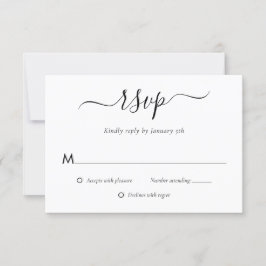 Moderne RSVP-kaarten voor zwart en wit huwelijk RSVP Kaartje